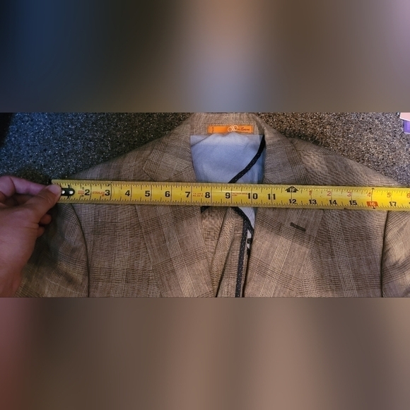 Bianco Brioni Firenze Two Button Brown Beige Pure 100% Linen Modern Fit 38S Coat - Picture 11 of 14